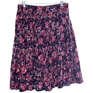 Laura Scott pink Floral ElasticWaist Modest Boho Career Coastal Midi LP/GP Skirt